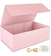 RYDDOY Pink Gift Box, 9.5x6x3'' Gift box for Presents with Lids Magnetic Closure Rectangle Collap...