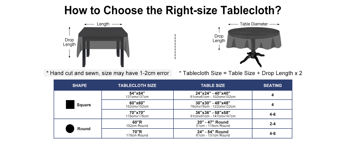 Square & Round Size