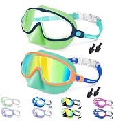 Vvinca Swim Goggles with Nose Cover, 2 Pack Wide View Diving Mask Anti-Fog UV No Leak Toddlers Sw...