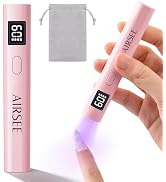AIRSEE Mini Handheld UV Light with Storage Bag & LCD Display,Cordless Nail Lamps,2 Timers for Fas...