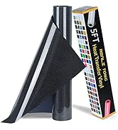 RENLITONG Black Glitter HTV Heat Transfer Vinyl Rolls 12 Inch x 5 feet Roll Iron on DIY for T-Shi...