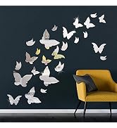 Amaonm 21 PCS Removable Crystal Acrylic Mirror Butterfly Wall Decals Fashion DIY Home Decorations...