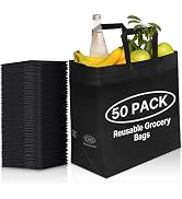 50 pack black reusable grocery bag
