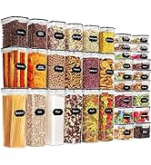Skroam 36 Pack Airtight Food Storage Containers for Kitchen Pantry Organizers and Storage, Plasti...