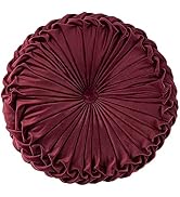 Teieas Round Pillows Velvet Pleated Circle Pillow Chair Cushion Floor Pillows Home Decorations fo...