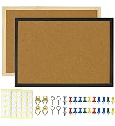 2 Pack Cork Board, 17.7"X 13.3" Bulletin Board, Framed Corkboard, Decorative Hanging Pin Board, C...