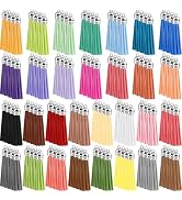NEBURORA 120 Pcs Multicolor Keychains Tassel 55mm Silver White Hat Leather Tassels for Jewelry Ke...