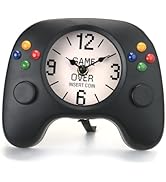 AOROTOE Gamepad-Shaped Wall Clock, Mantel Clock for Gamers, Metal, Black, 7.4 x 6.0 inches, Quiet...
