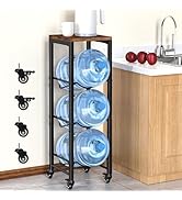Mlinavn 5 Gallon Water Bottle Holder, 3-Tier Water Jug Rack,Water Jug Stand With Lockable Casters...