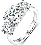 boya Engagement Rings for Women 3ct Diamond Moissanite Wedding Rings Promise Anniversary 6-Prong ...