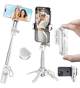 Mini Selfie Stick Tripod, 41.5cm Extendable Grip Phone Tripod with Detachable Remote Pocket Size,...