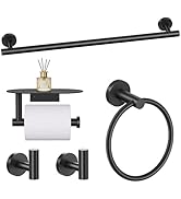 TURS Matte Black 5 Piece Bathroom Hardware Set, SUS304 Stainless Steel Bath Towel Bar Set, Bathro...