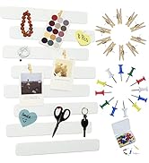 YOUDEFUL 8Pcs Bulletin Board Strips, White Felt Pin Board Bar Strips with 50 Pushpins, Self-Adhes...