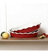 Domini Ceramic Pie Plates(Set of 2), 10.8 Inch Fluted Pie Pan, Oven & Dishwasher Safe Deep Dish P...