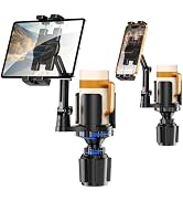 Tablet Holder for Car, 3 in 1 Cup Holder ipad Car Mount with Expander, Adjustable Base and Long A...