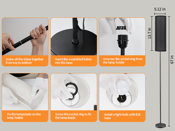 Installation of black floor lamp