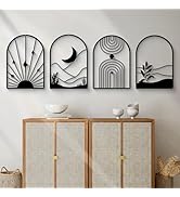 Glamativity 4 Pack Boho Black Abstract Metal Wall Art, Minimalist Décor Bohemian Line Art Décor, ...