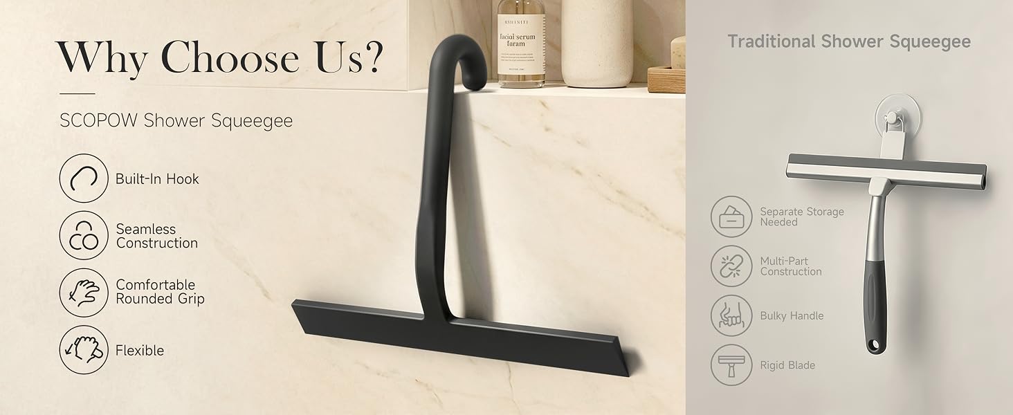 10 Inch Silicone Shower Squeegee for Glass Doors