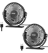 TriPole Desk Fan 2 Pack Black USB Powered Small Portable Fan, 3 Speeds Adjustable Strong Breeze M...
