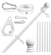 Flag Poles for Outside House Porch Wall Mount, REERON 7 FT No Tangle Stainless Steel Spinning Fla...