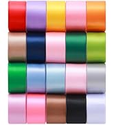 KEOSREE 1inch 20 Colors Satin Ribbon Set, 1" X2Yd x 20Rolls Rainbow Ribbons for Gift Wrapping, We...