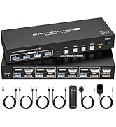 ATLAHET Dual Monitor KVM Switch HDMI+Displayport 4 Computers 2 Monitors 8K@60Hz 4K@120Hz 4 Port K...