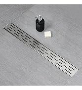 SaniteModar Linear Shower Drain, Shower Drain 24 inch High Water Flow Removable Grate, Brushed 30...
