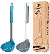 Pack of 2 Ladle Spoon,Silicone Large Spoon for Soup,Non Stick Kitchen Utensils with High Heat Res...