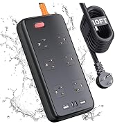 Outdoor Power Strip Weatherproof, IPX6 Waterproof Surge Protector with 6 Wide Outlets and 2USB A&...