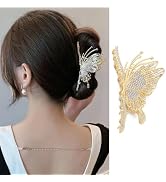 Butterfly Large Hair Claw Clips Luxury Rhinestone Design Hair Clips Metal Gold Claw Clips for Thi...
