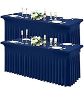 Moosfor Spandex Fitted 6FT Rectangle Tablecloth 2 Pack, Elastic Stretch Wrinkle Resistant Table S...