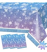 OTTPOOM 6Pieces Frozen Plastic Tablecloth Winter Snowflake Birthday Party Table Cloths Disposable...