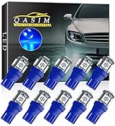 Qasim 194 Led Bulb Blue, T10 W5W 2825 158 192 168 194 Wedge 5-SMD 5050 Ultra Blue LED Light bulb ...