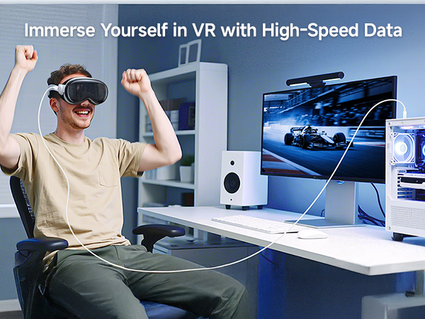 USB C to USB C video cable with 4K@60Hz output, perfect for USB-C monitors.