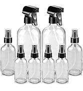 Worldgsb Glass Spray Bottles, 16oz*2+4oz*2+2oz*4 Refillable Containers, Empty Boston Round Bottle...