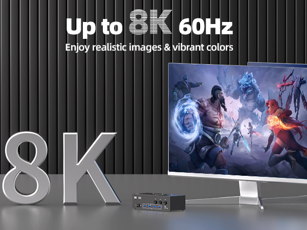 3 monitors kvm switch HDMI Dispalyport support 8K@60Hz