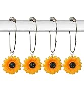 Sunflower Shower Curtain Hooks Decorative Yellow Flowers Daisy Shower Rings for Bathroom Set Deco...