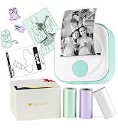 Phomemo Q02 New Released Mini Printer, Photo Printers with 3 Rolls Label, Sticker Maker Machine f...