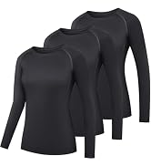 HovSiyla Women's Athletic Compression Long Sleeve Workout Tops Quick Dry Gym Running Yoga Shirts
