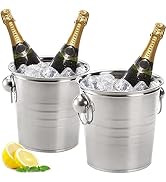 ZENFUN 2 Pack 3 Quart Ice Bucket with Handles, Ice Bucket with Lid, Galvanized Metal Beverage Tub...