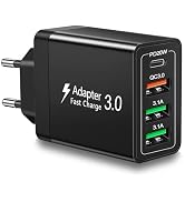 European Plug Adapter 40W 4 Port European USB C Charger, PD20W QC3.0 Europe USB C Charger Block U...