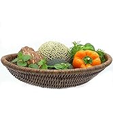 Basket Oval Wicker Fruit Kitchen Table Bread Table Organizer Display Decorative Storage Vegetable