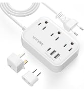 European Travel Plug Adapter, US to UK Europe Power Strip for EU/UK/US with USB C, 3 USB Ports 3 ...