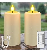 SoulBay USB-C Rechargeable Flameless LED Candles (2-Pack) - IP64 Waterproof Outdoor Flickering Pi...