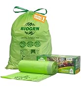 10-13 Gallon Compostable Trash Bags Drawstring 30 Bags Heavy Duty Extra Thick 1 Mil 49.21 Liter B...