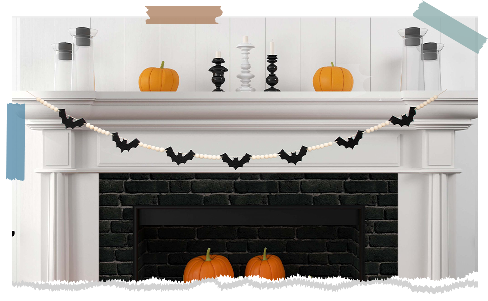 Halloween felt bats bead garland
