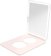 Vanity Planet Handheld Makeup Mirror with Lights, Pose 2.0 (Blush) - Light Up Travel LED Mirror w...