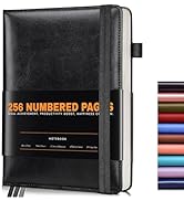 Lined Journal Notebook for Women Men, 256 Numbered Pages Hardcover Leather Journals for Writing, ...