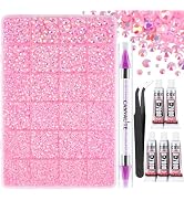 Canvalite 28000PCS Resin Jelly Rhinestones for Crafting, Pink AB Flatback Gems, Bedazzling Crysta...