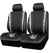 CAR PASS Leather Bling Diamond Car Seat Cover 2 Front Interior Sets, Waterproof Universal Shining...